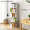 5 Tier Rotating Bookshelf, 360° Spinning Design, Space Saving Storage, For Home And Office - White - Image 8