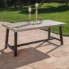 Rustic Outdoor Sandblast Acacia Wood Dining Table - Light Gray / Black - Image 4