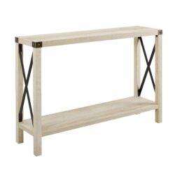 Modern Farmhouse X Entry Table With Lower Shelf - White Oak