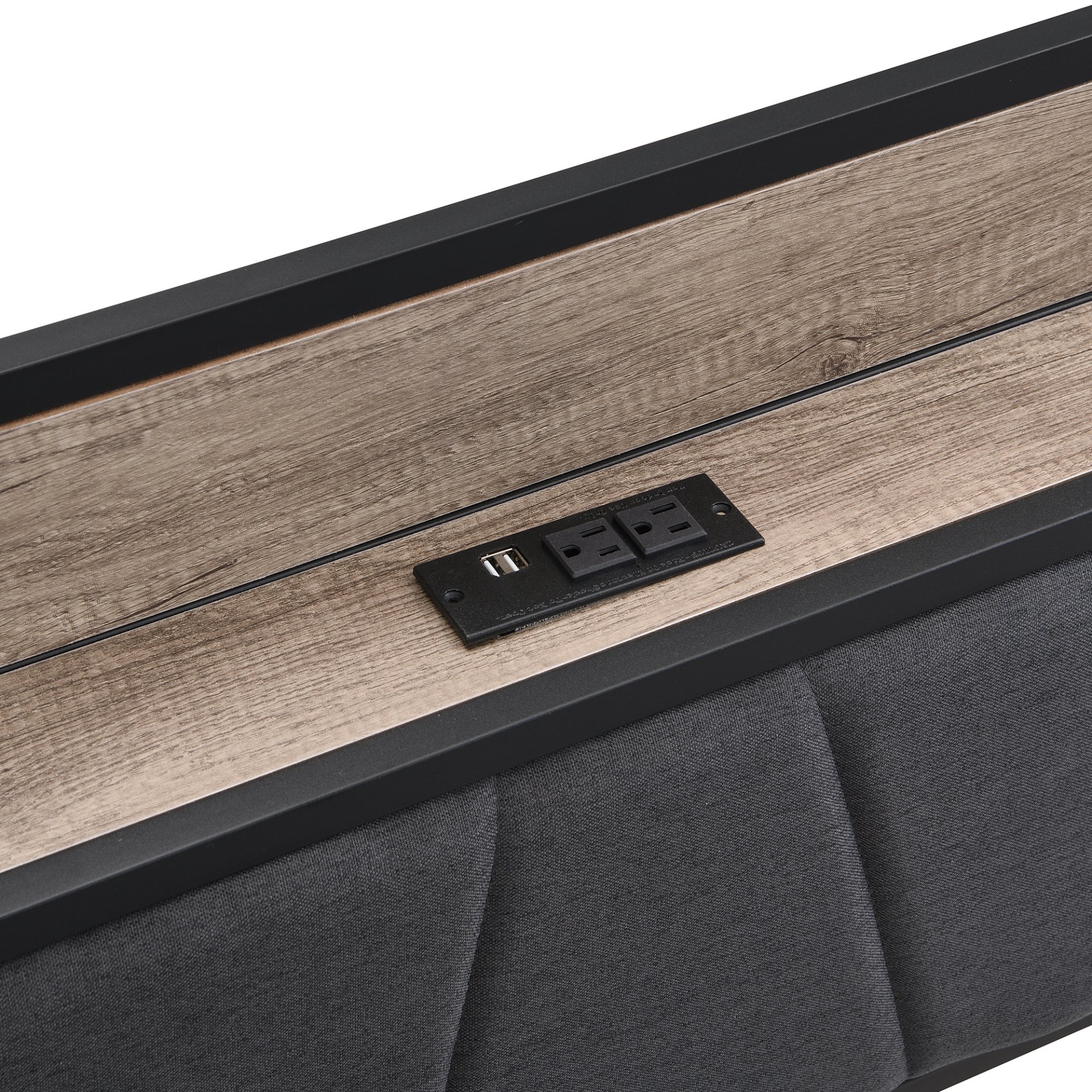 Modern Full Size Metal Platform Bed Frame With Upholstery Storage Headboard USB Liner & Footboard Drawers & - Black / Gray - Image 10