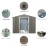 8X10Ft Outdoor Metal Storage Shed - Gray - Image 10