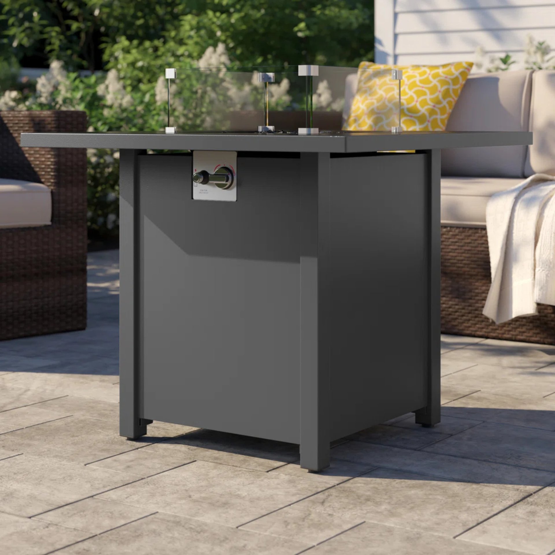 Powder Coated Fire Pit With Surface - Gray - Image 2