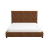 Donald - Mid-Century Modern Velvet Platform Bed King - Cognac - Image 2