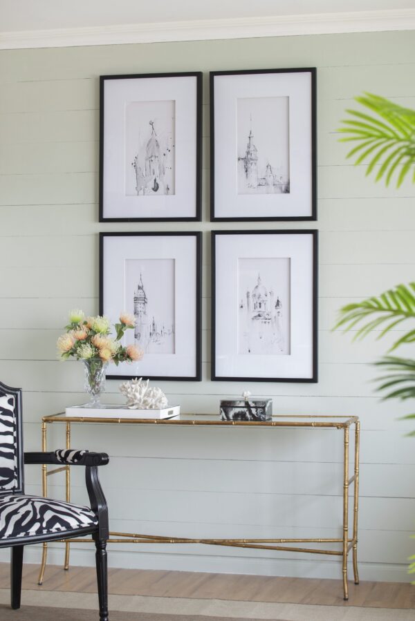 Architecture Wall Art Prints, Home Decor Art For Living Room Dining Room Entryway (Set of 4) - White / Black