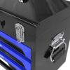 20'' Portable 3 Drawer Steel Toolbox, 4 Layers Of Tools With Metal Latches, With Top Storage Tray And Carrying Handle, Multi Function Tool Storage For Garage, Home, Or Workbench - Black / Blue - Image 10