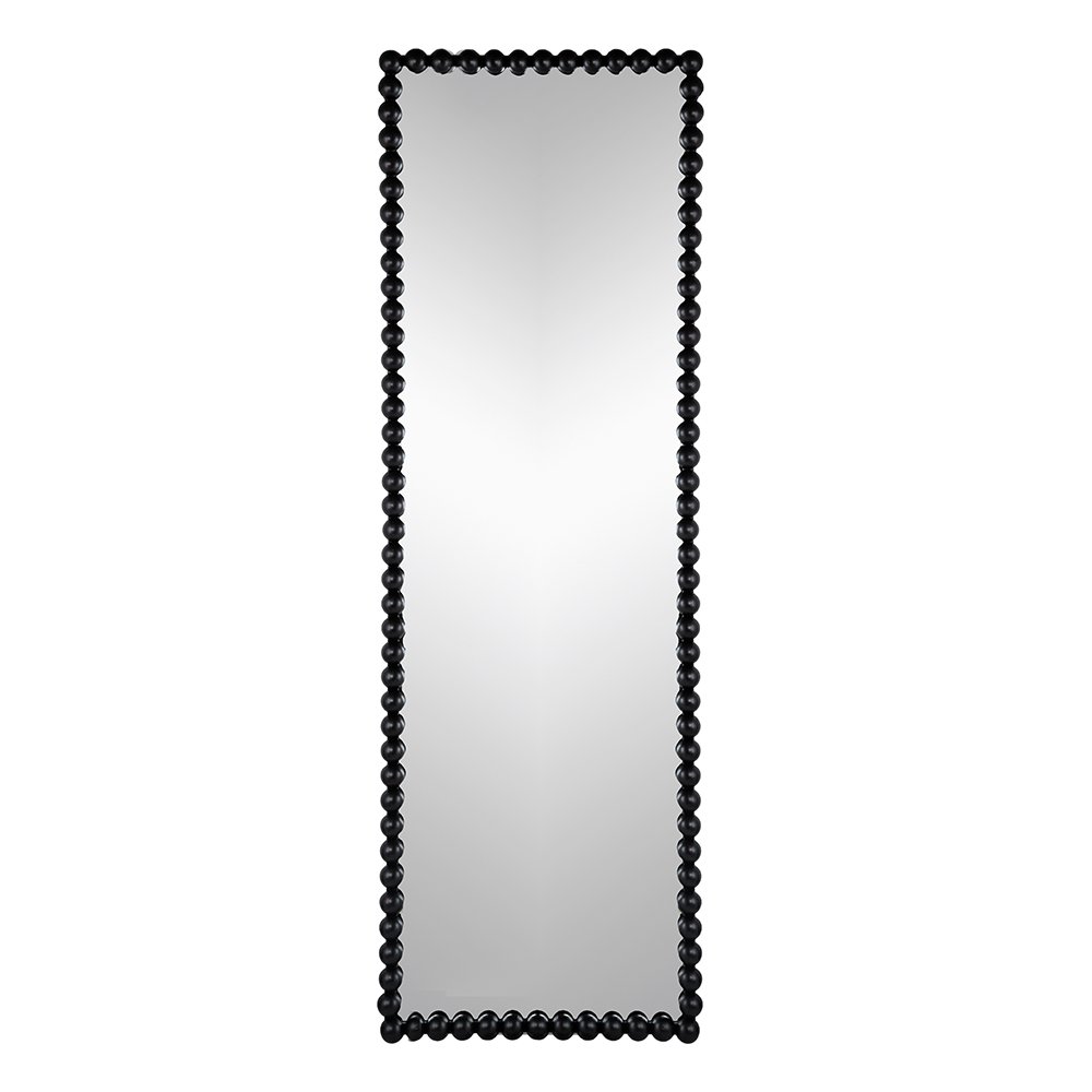 Full Length Mirror With Metal Beaded Frame, Rectangular Oversized Mirror For Living Room Bedroom - Black - Image 2