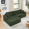 Modern Minimalist L Shape Modular Sectional Sofa Corduroy Couch Converts To Bed Foam - Green - Image 4