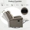 360 Degrees Swivel Recliner Manual Rocking With Adjustable Backrest For Living Room - Light Brown - Image 7