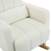 Accent Rocking Chair With Pillow, Spacious & Comfortable Seating For Living Room Or Bedroom - Cream White - Image 17