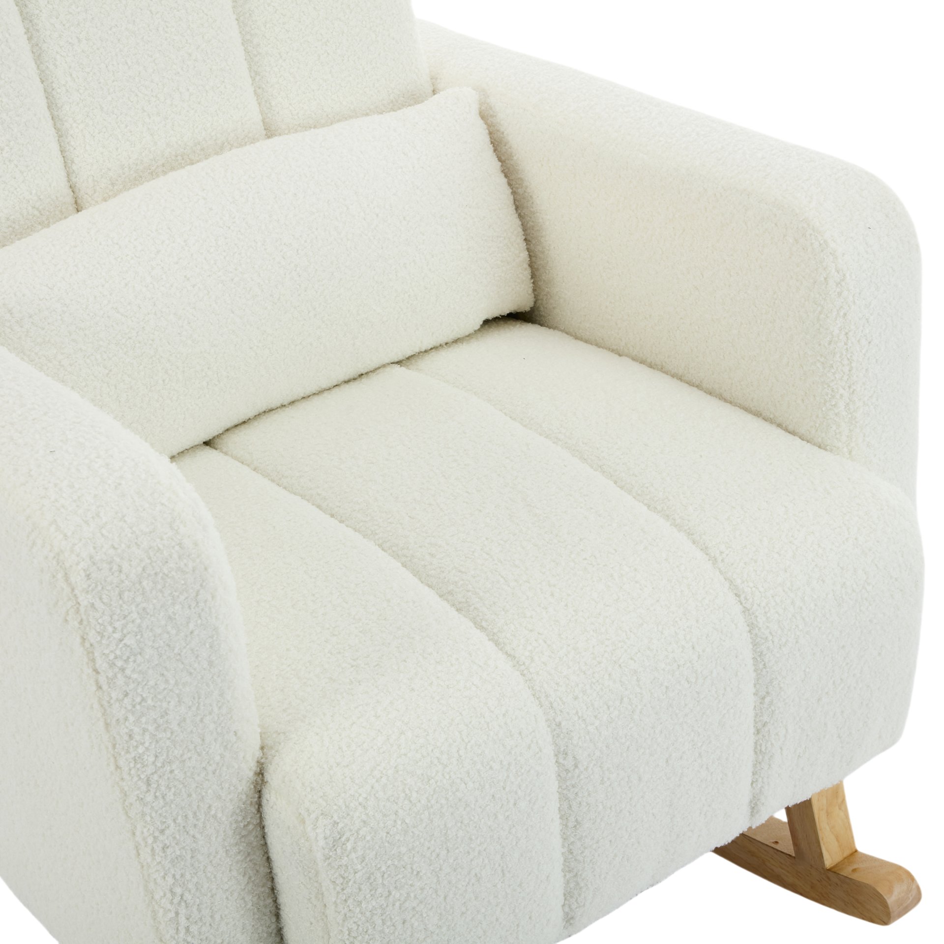 Accent Rocking Chair With Pillow, Spacious & Comfortable Seating For Living Room Or Bedroom - Cream White - Image 17