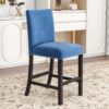 5-Piece Counter Height Dining Table Set With One Faux Marble Top Dining Table And Four Velvet Upholstered Chairs - Blue - Image 11