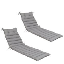 2 Piece Outdoor Chaise Lounge Cushion Set, Replacement Cushions For Patio - Gray
