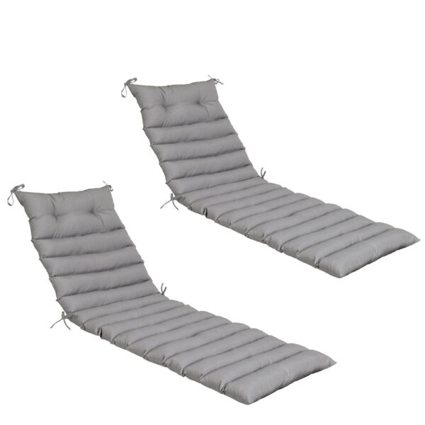 2 Piece Outdoor Chaise Lounge Cushion Set, Replacement Cushions For Patio - Gray