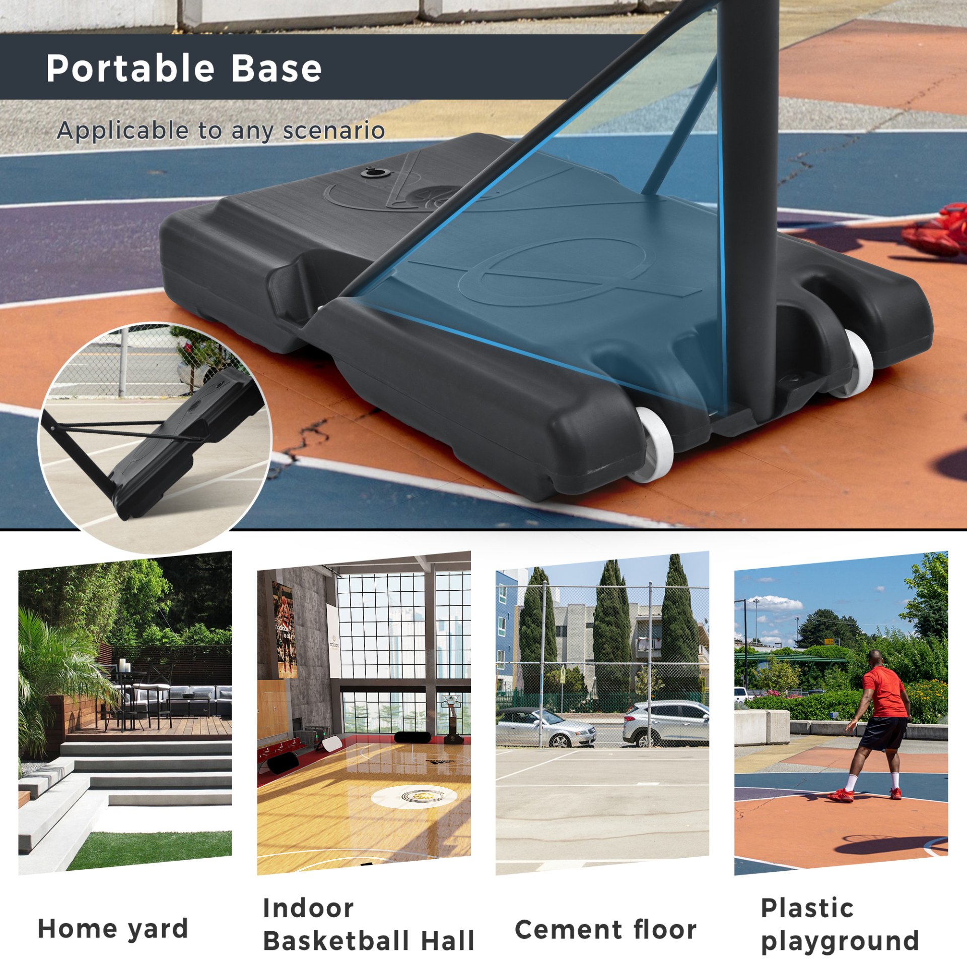 Portable Basketball Hoop Basketball System 4.76-10Ft Height Adjustable For Youth Adults LED Basketball Hoop Lights, Colorful Lights, Waterproof, Super Bright To Play At Night Outdoors, Good Gift For Kid - Black - Image 8