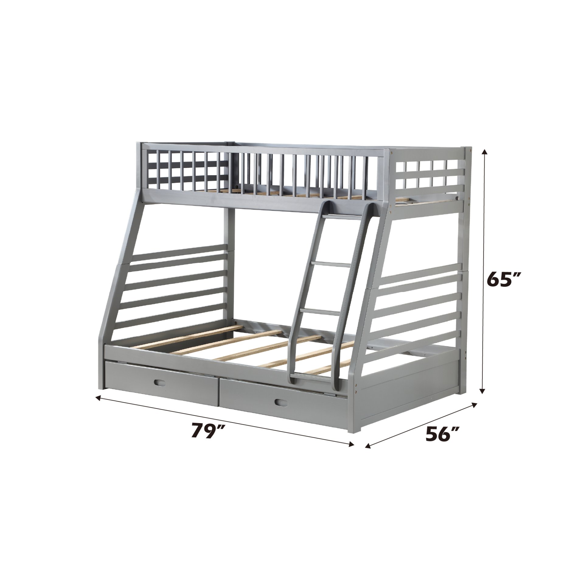 Jason - Twin Full Bunk Bed With Storage - Gray - Image 3