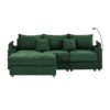Modern Style 3 Seater Sofa Sectional Sofa Couch With Storage Space, A Movable Ottoman, Two USB Ports, Two Cup Holders, A Phone Holder For Living Room - Green - Image 22
