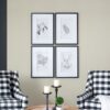 Botanical Wall Art Prints, Home Decor For Living Room Dining Room, Bedroom, Hallway (Set of 4) - White / Black - Image 5