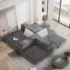 Convertible Couch Bed With 2 Pillows, 3 Seat Folding Floor Couch & King Size Bed Mattress, Diy Combination - Gray - Image 5
