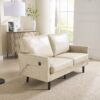 Mid Century Modern Loveseat Sofa, 2 Seater With USB & Removable Pillow Cover - Camel - Image 9
