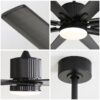 Ceiling Fan With 18W Dimmable Led Light Remote Control 8 Solid Wood Blades For Living Room - Black - Image 7