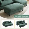 Upholstered Sectional Sofa With Movable Ottoman And Storage - Green - Image 5