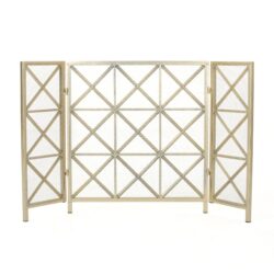 Margaret - 3 Panel, Fireplace Screen Iron - Black / Gold