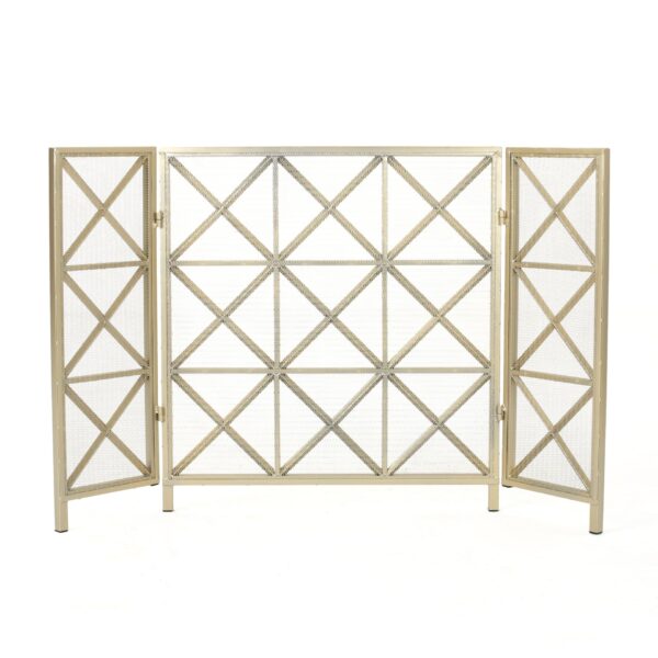 Margaret - 3 Panel, Fireplace Screen Iron - Black / Gold