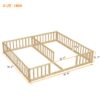 Double Twin Floor Bed With Fence, Guardrails, Without Door - Natural - Image 17
