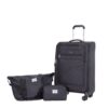 3 Piece Set (18/Travelbag/Toiletry Bag), Softshell Suitcase Spinner Wheels Terylene Polyester Luggage Sets Carry On Suitcase Luggage Lightweight Durable Suitcase - Black - Image 4