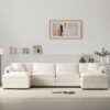 Modular Sectional With Deep And Wide Seat, U Shaped Cloud Couch Set With Double Cushions 6 Seat Sofa With Movable Ottomans Oversized - Cream - Image 6