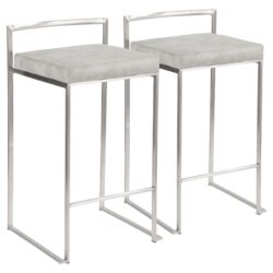 Fuji - Contemporary Stackable Counter Stool (Set of 2) - Light Gray
