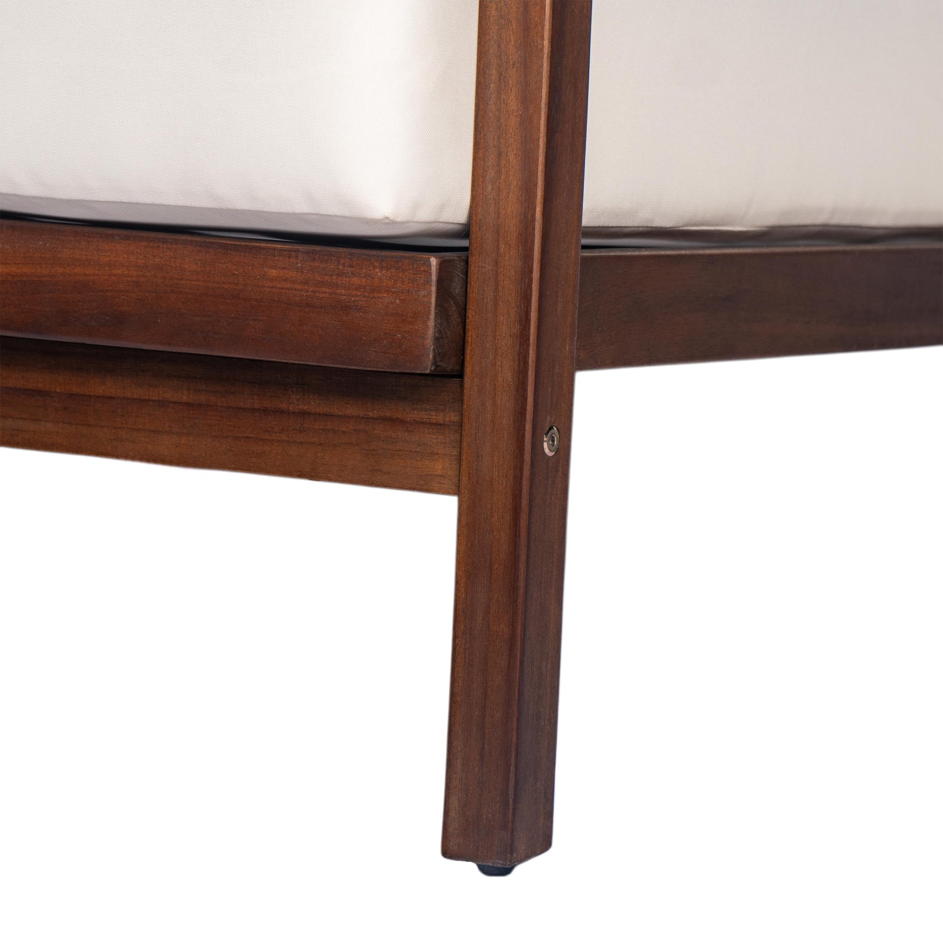 Outdoor Lounge Chair With Woven Backrest, Solid Wood Frame, Comfortable Cushions - Walnut - Image 14