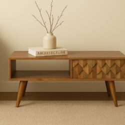Pineapple Carve Sliding Media Unit - Oak
