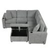 Sectional Sofa Convertible Pull Out Sofa Bed L - Shaped Sofa U - Shaped Sofa With A Movable Storage Ottoman For Living Room - Gray - Image 12