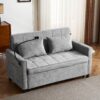 Loveseat Sofa Pull Out Sofa Bed Sleeper Sofa With A Reversible Backrest Cushion, Side Pockets, 2 USB Ports And A Phone Holder For Living Room - Gray - Image 7