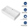 Wall Mounted Rectangular Bathroom Sink With Towel Bar & Overflowfaucet - White / Black - Image 7