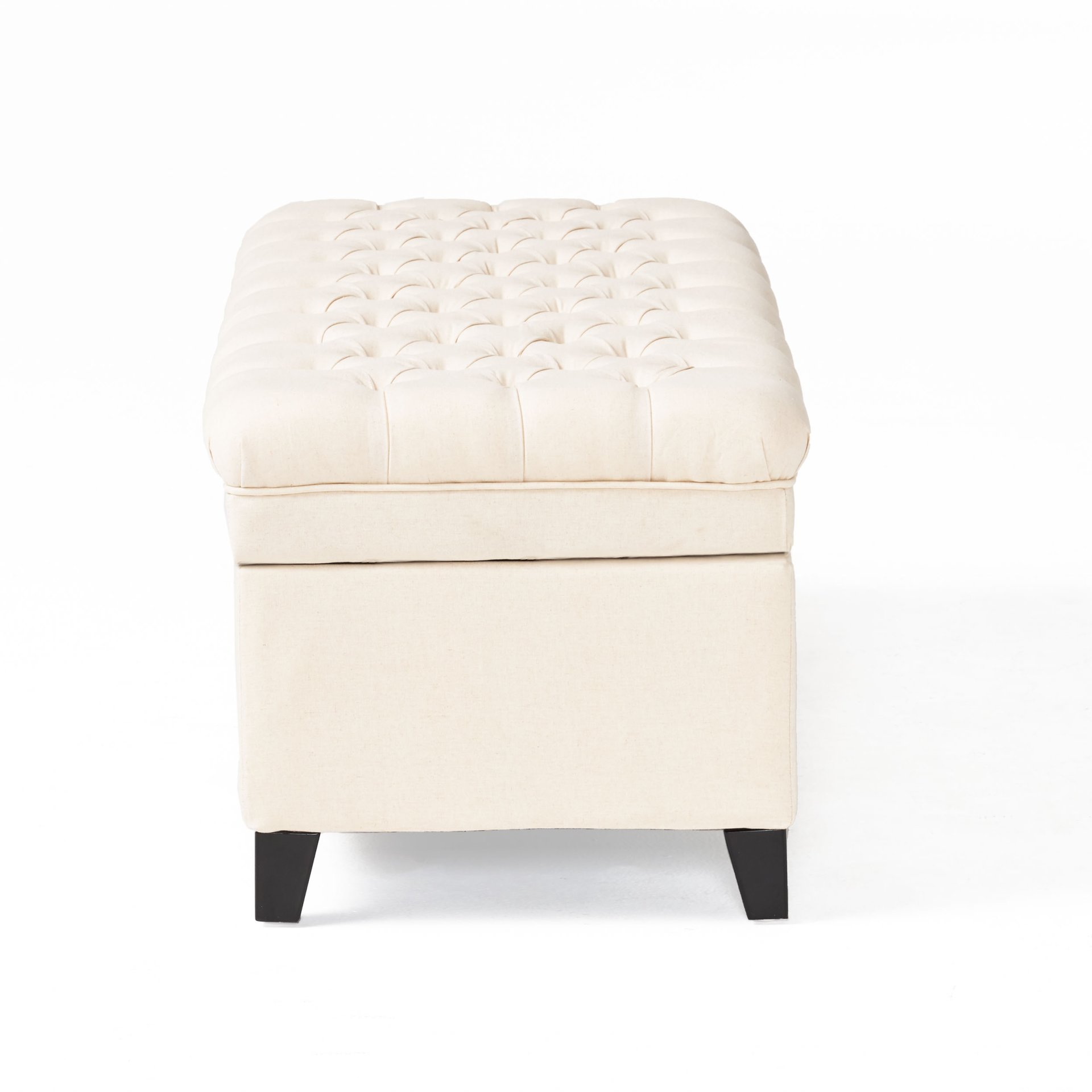 Juliana - Contemporary Storage Ottoman With Button Tufted Diamond Stitching - Beige - Image 9