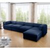 Modular Sectional Sofa With Cylindrical Backrest And Armrests Storage Deep Comfortable Seating Chenille 4 Seat L Shaped Sofa - Blue - Image 4