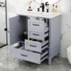 30" Bathroom Vanity With Sink, Bathroom Cabinet With A Door, 3 Drawers Legs, Adiustable Foot Pads - Gray - Image 4
