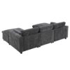 Modular Sectional With Storage Pockets, 5 Seat U Shaped Couch Set With Pillows Free Combination Modern Cloud Sofa With 2 Movable Ottoman - Dark Gray - Image 7