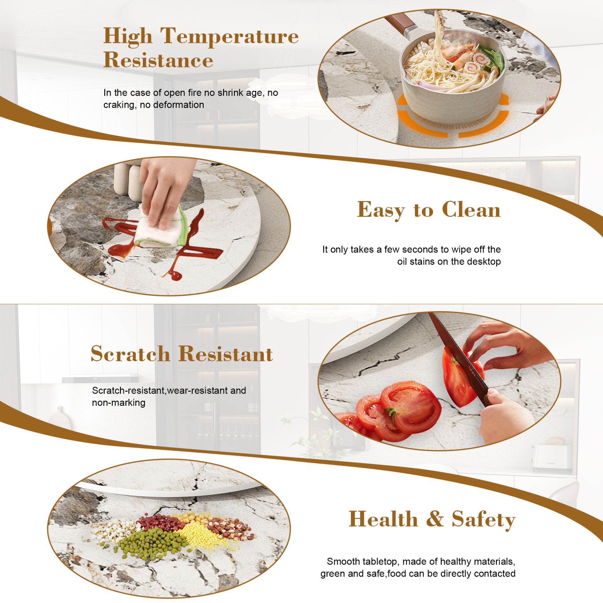 Round Dining Table With Carbon Steel Base And Lazy Susan Industrial Style - Black / White - Image 10