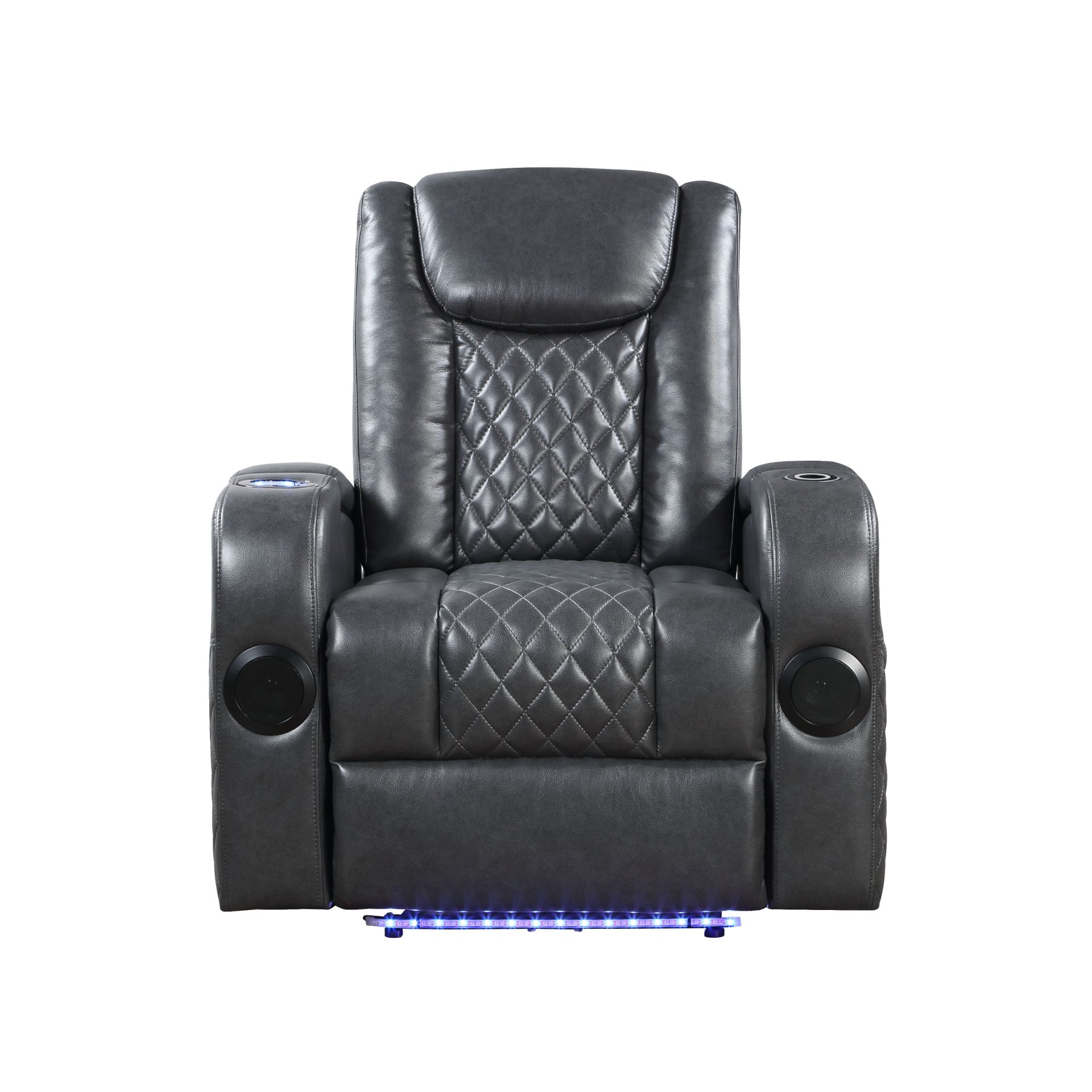 Alair - Leather Aire Power Motion Recliner With Bluetooth, Wireless Charger Cupholder - Dark Gray - Image 10