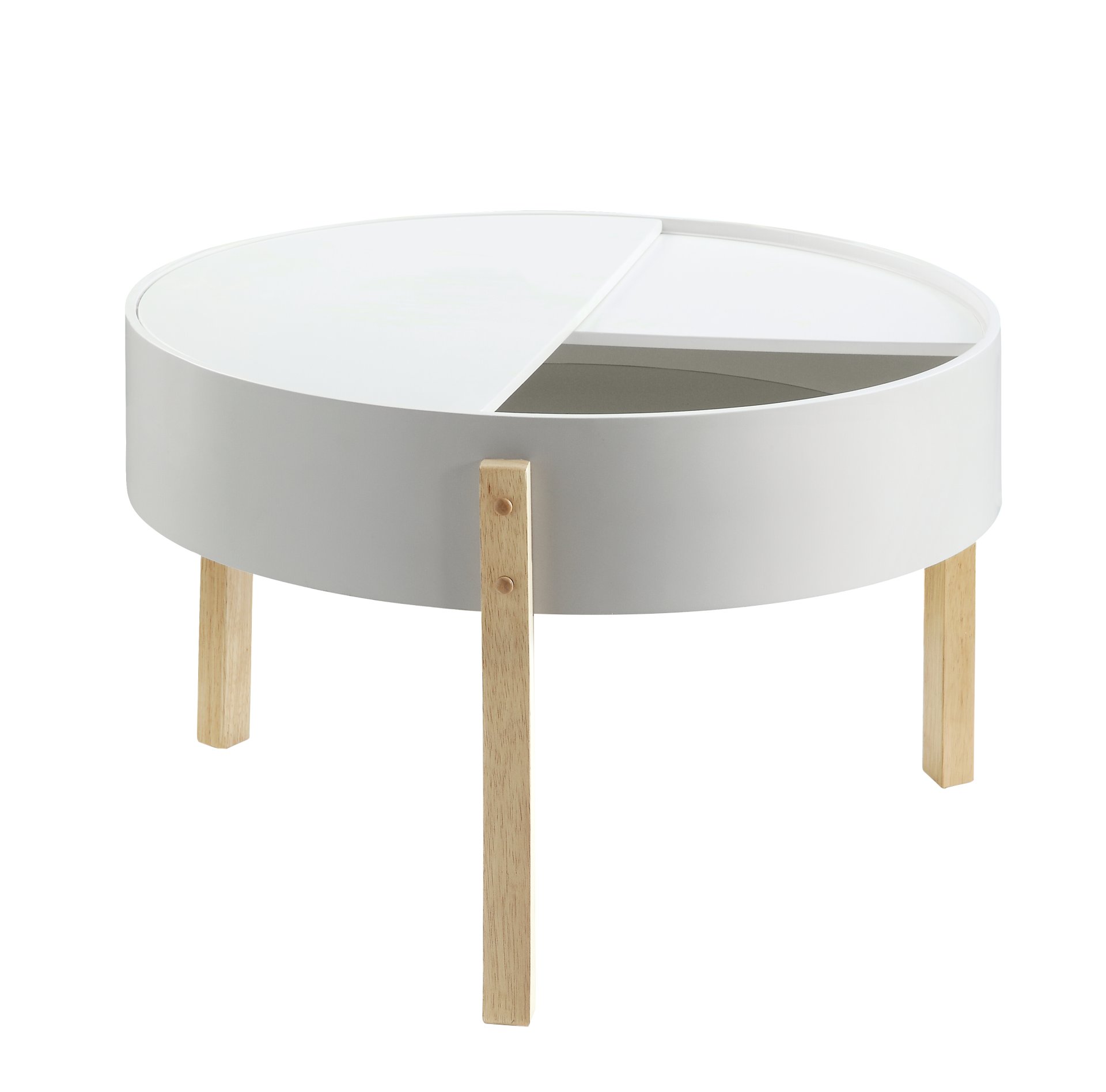 Bodfish - Round Coffee Table - White / Natural - Image 4