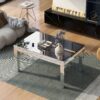 Fashionable Modern Glass Mirrored Coffee Table Cocktail Table With Crystal Design And Adjustable Height Legs - Silver - Image 2