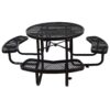 Round Outdoor Steel Picnic Table, With Umbrella Pole - Black - Image 6