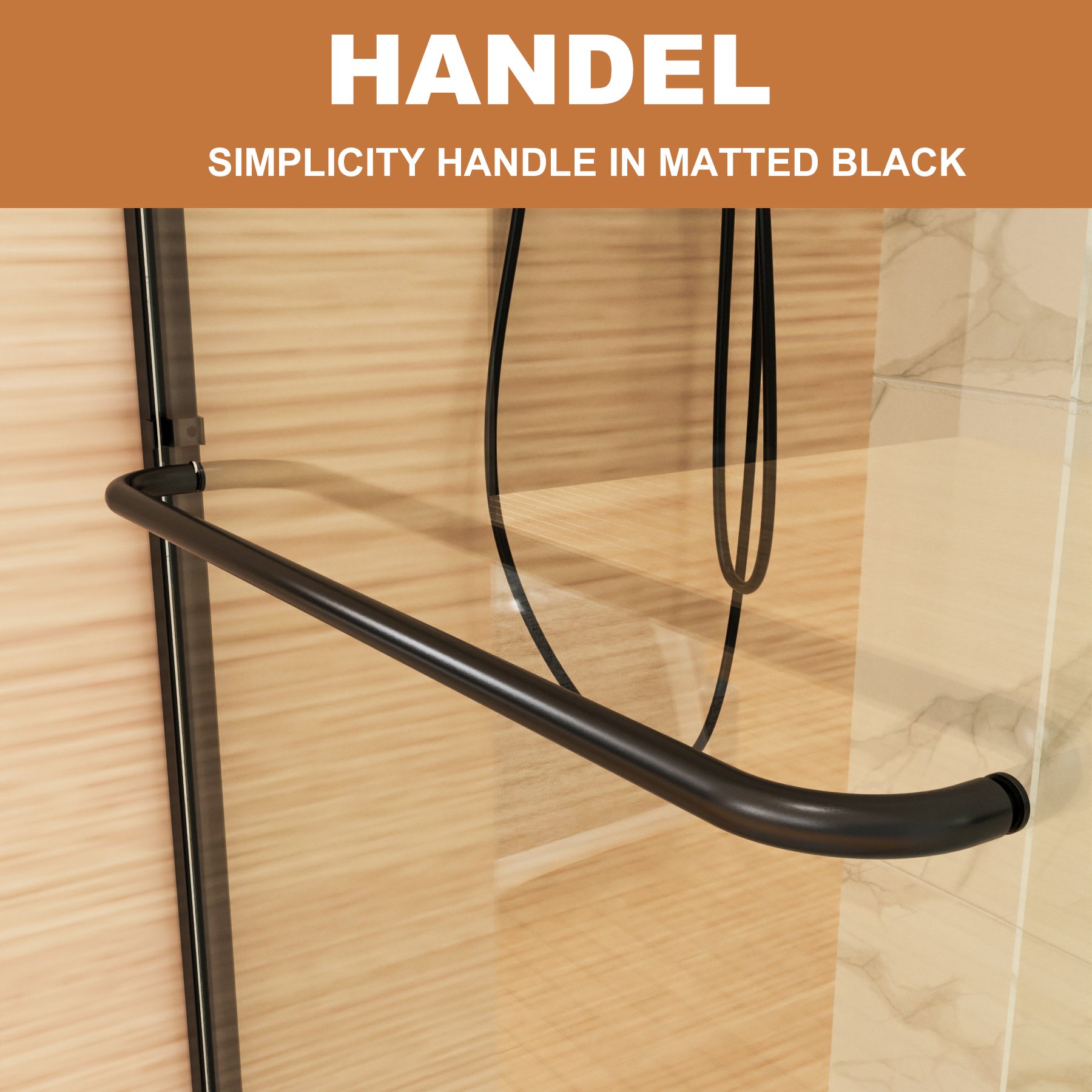 Traditional Sliding Shower Door With Clear Glass - Matte Black - Image 4