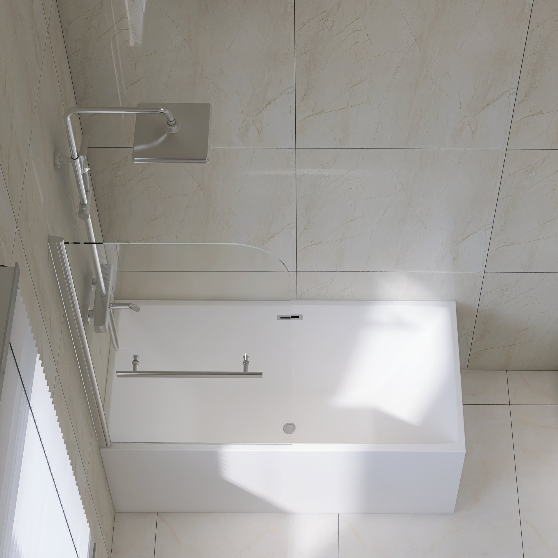 Bathtub Screen Framless Shower Door Tempered Glass Shower Panel - Transparent - Image 8