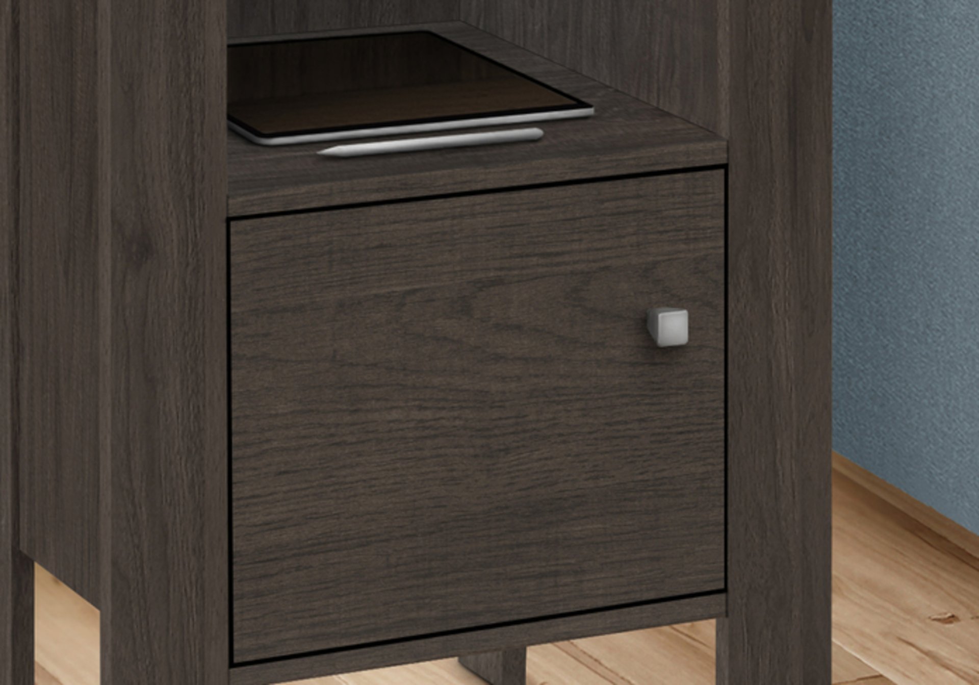 Accent Nightstand Side Table, Storage, Transitional - Oak - Image 5