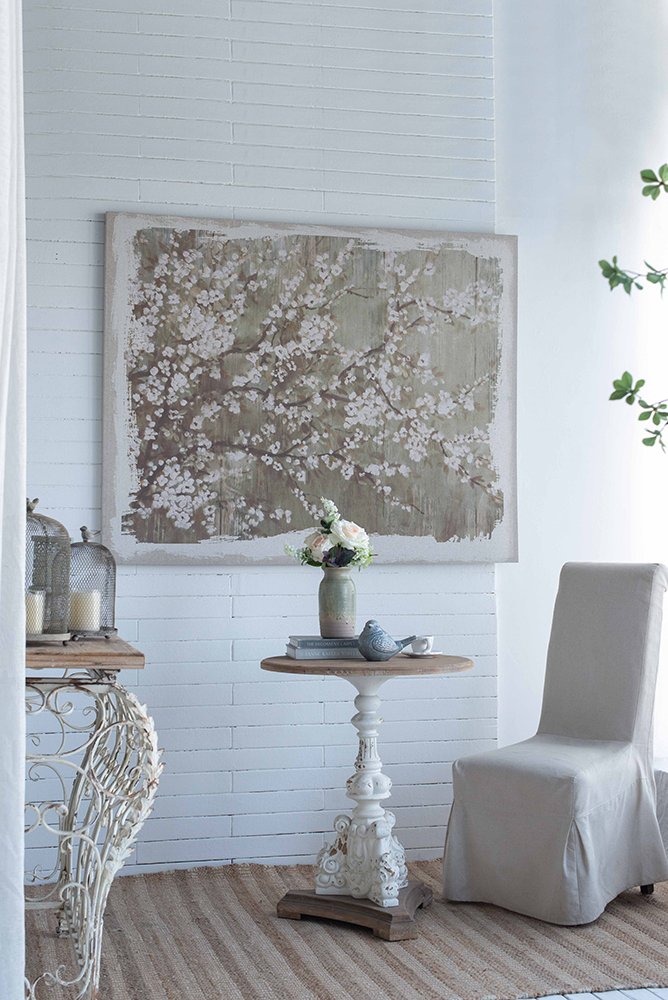 Large Cherry Blossom Canvas Art Print, Home Decor Accent Piece - Gray / White Matte - Image 9