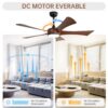 Modern Ceiling Fan With 3 Color Dimmable 5 ABS Blades Remote Control Reversible DC Motor With LED Light - Black - Image 4
